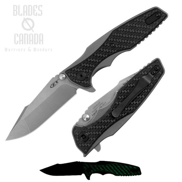 Zero Tolerance Hinderer 0393GLCF Flipper Framelock Knife, CPM 20CV, Titanium/CF Glow-in-the-Dark, ZT0393GLCF